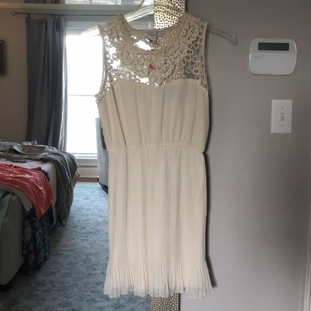 Ivory sheer collar dress